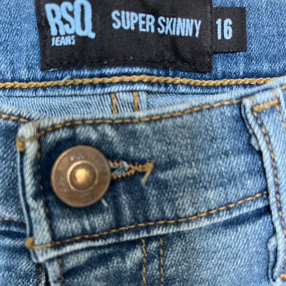RSQ Jeans‎ Super Skinny Distressed Blue Denim Jeans Women's Size 16 - Picture 3 of 8